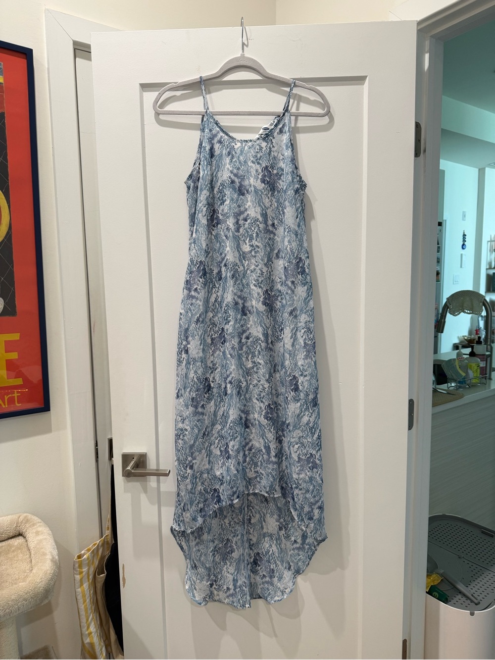 Old Navy Blue Floral High-Low Slip Dress